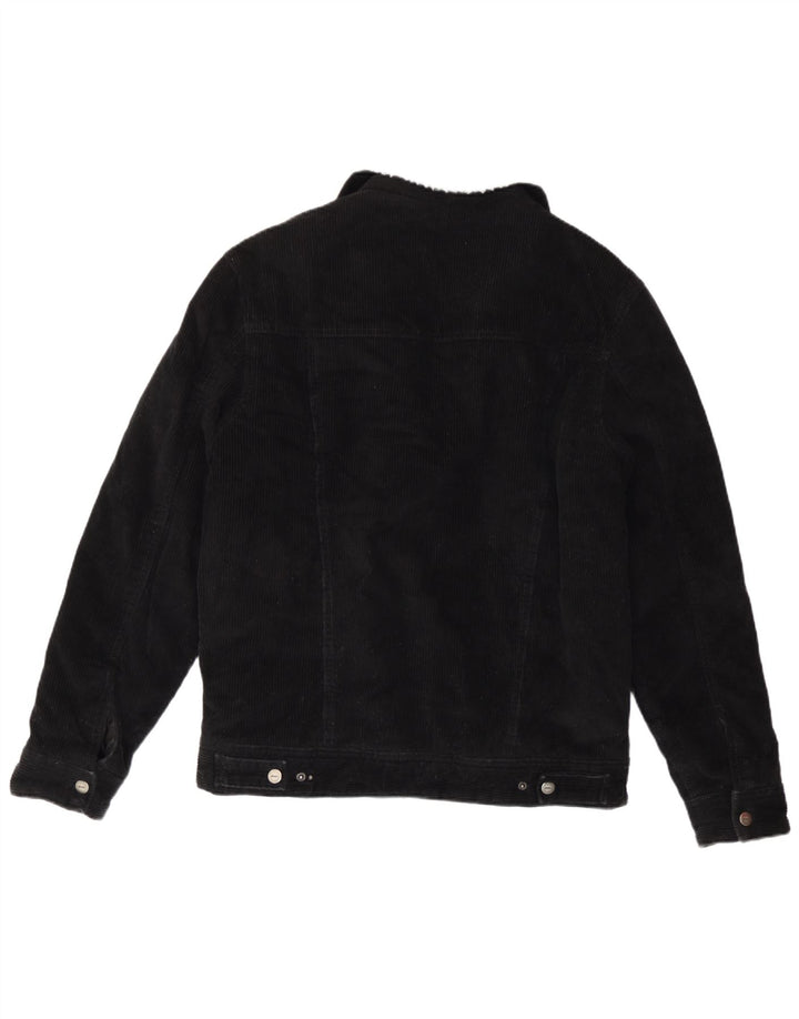 Zara Mens Sherpa Corduroy Jacket UK 38 Medium Black Cotton