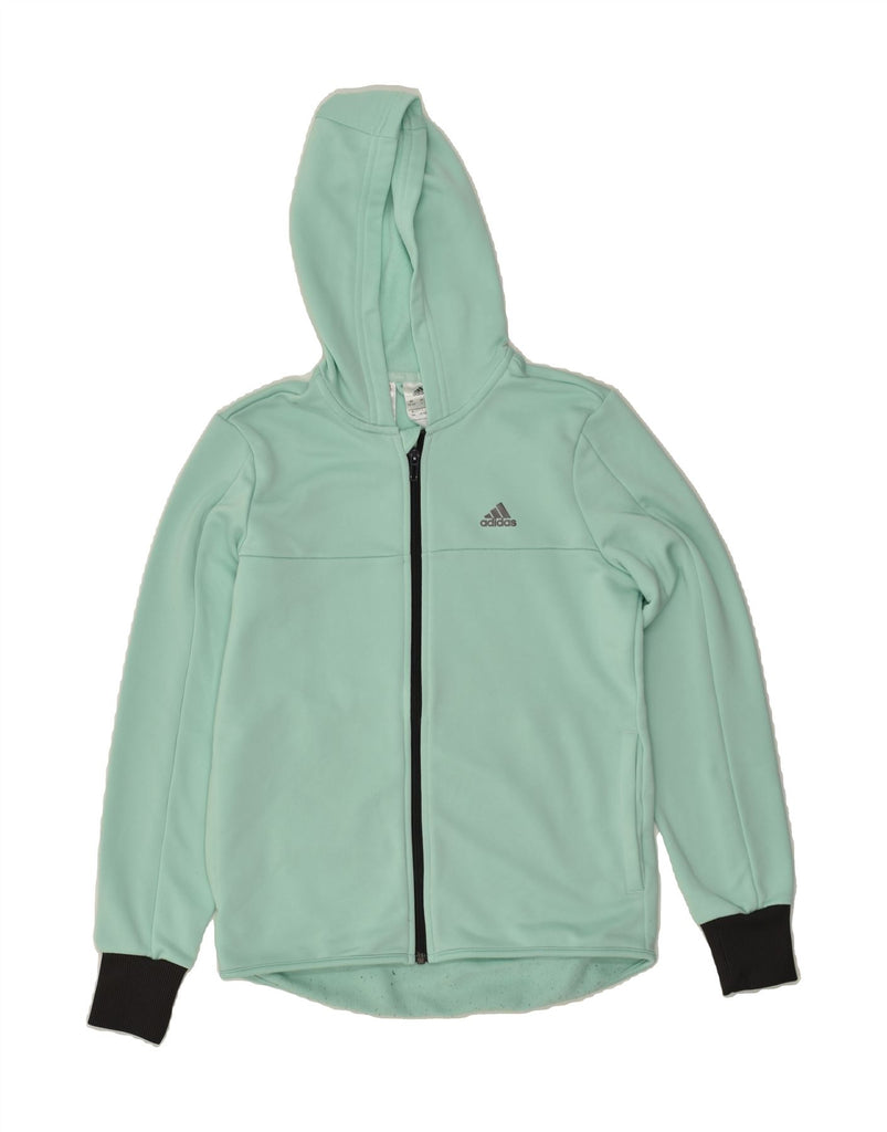 ADIDAS Girls Zip Hoodie Sweater 13-14 Years Green Polyester | Vintage Adidas | Thrift | Second-Hand Adidas | Used Clothing | Messina Hembry 