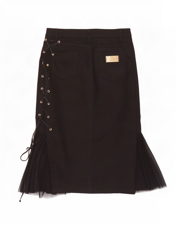 Roccobarocco Womens Mermaid Skirt IT 42 Medium W28 Black Cotton