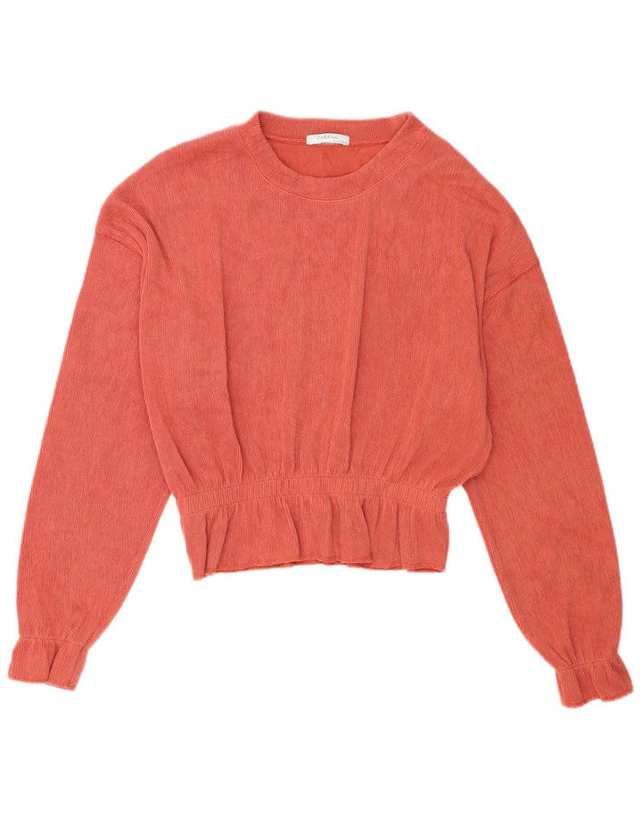 Zara Womens Long Sleeve Oversized Blouse Top UK 10 Small Pink Polyester