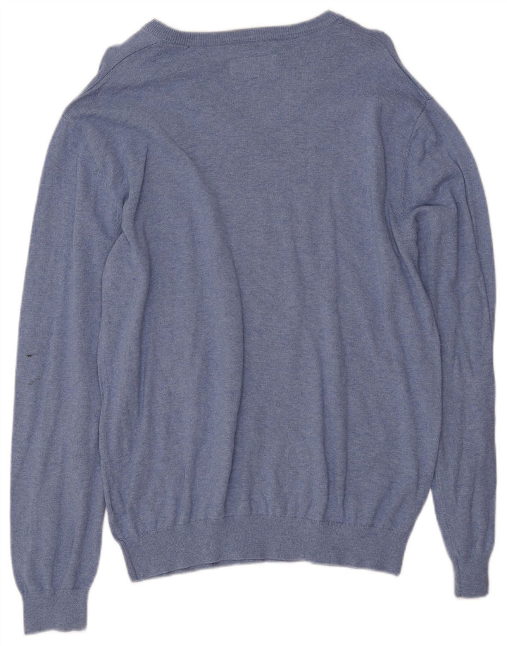 JACK WILLS Mens V-Neck Jumper Sweater XL Blue Cotton