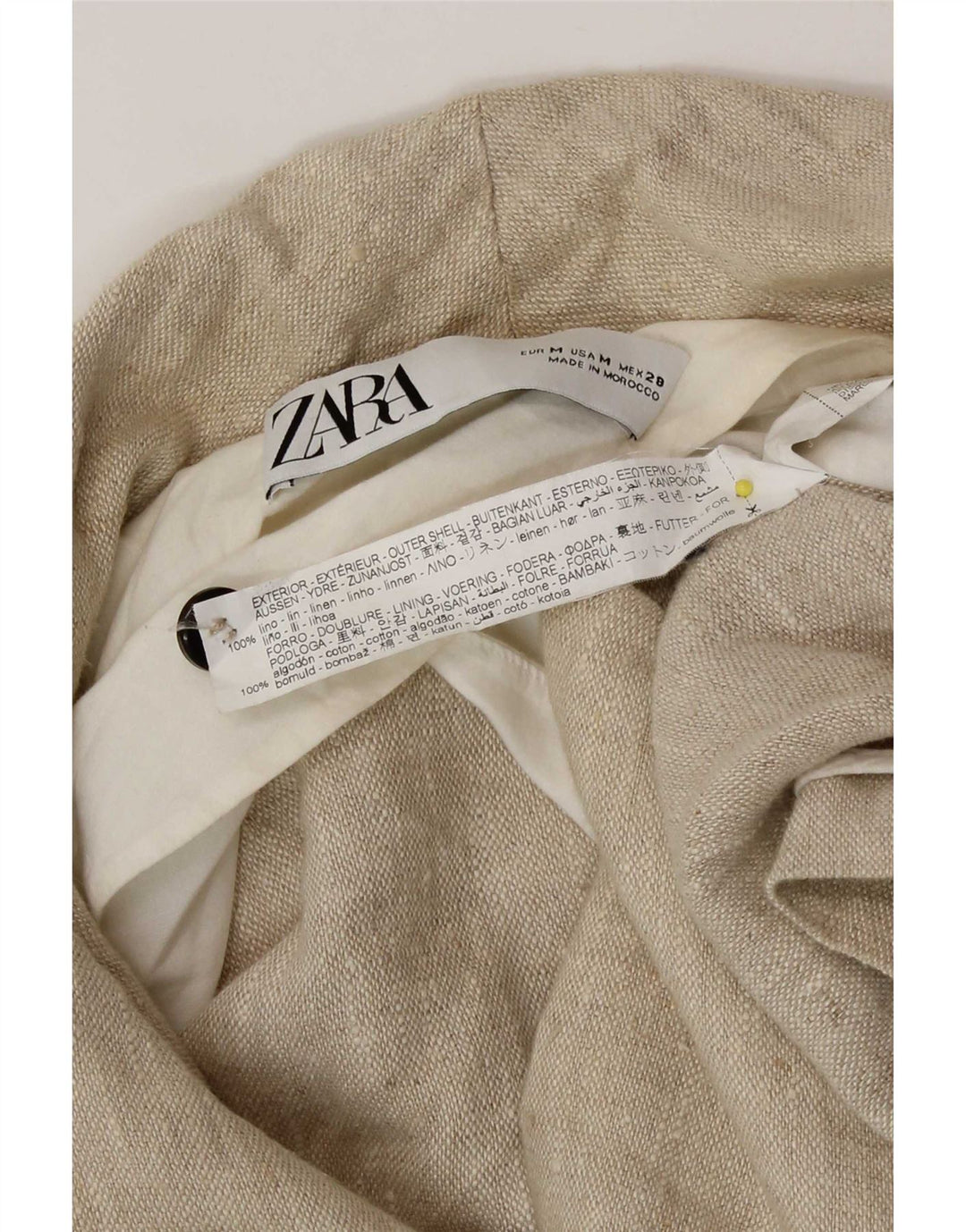 Zara Womens Double Breasted Blazer Jacket UK 14 Medium Beige Linen
