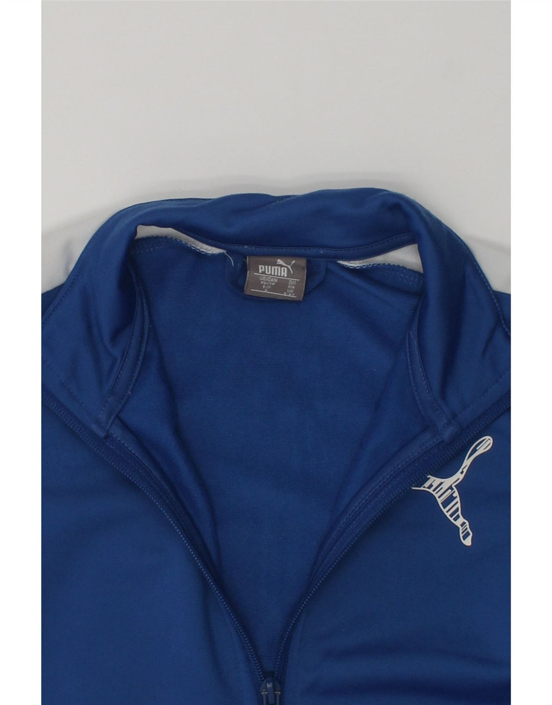 PUMA Boys Tracksuit Top Jacket 5-6 Years Blue Colourblock Polyester | Vintage Puma | Thrift | Second-Hand Puma | Used Clothing | Messina Hembry 