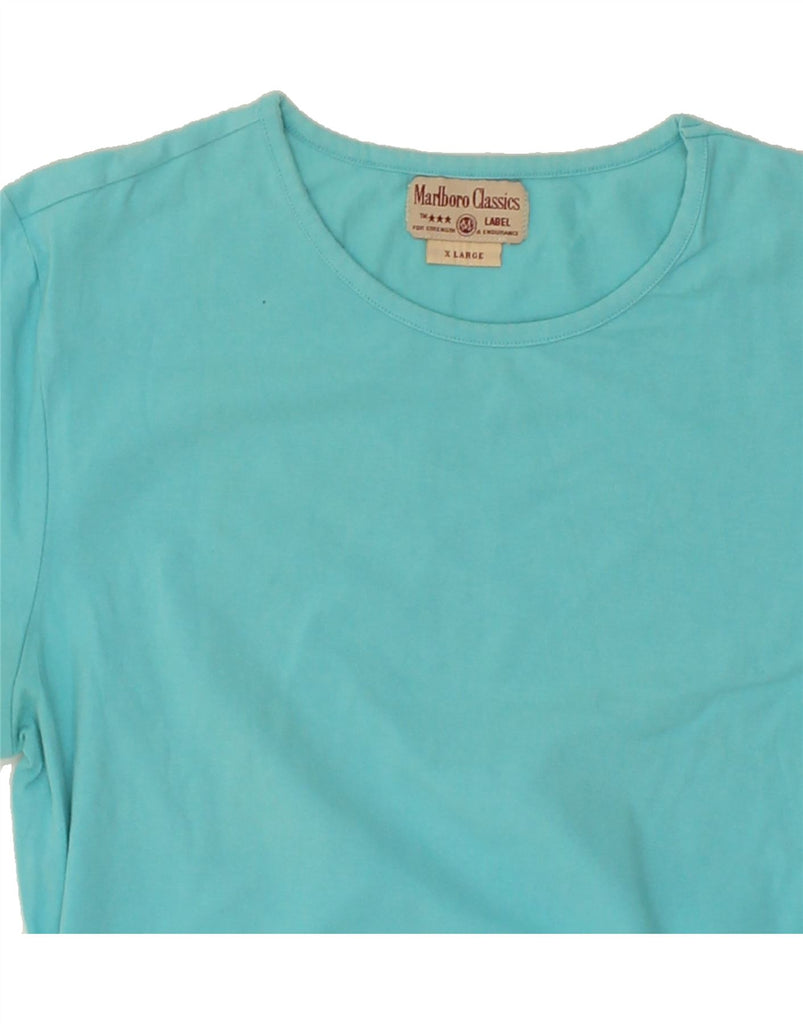 MARLBORO CLASSICS Womens Crop T-Shirt Top UK 18 XL Blue Cotton | Vintage Marlboro Classics | Thrift | Second-Hand Marlboro Classics | Used Clothing | Messina Hembry 
