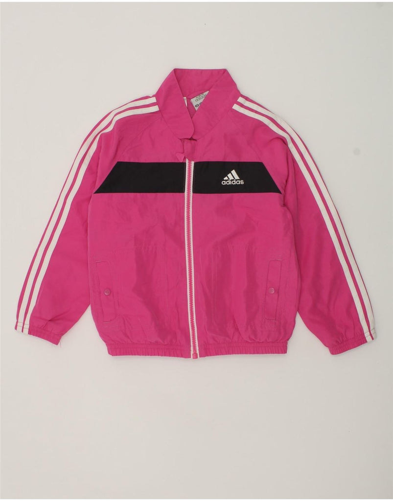 ADIDAS Girls Tracksuit Top Jacket 3-4 Years Pink Colourblock Polyester | Vintage Adidas | Thrift | Second-Hand Adidas | Used Clothing | Messina Hembry 