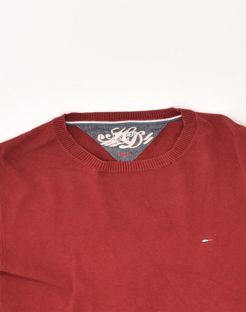 TOMMY HILFIGER Mens Sweatshirt Jumper Small Maroon Cotton | Vintage Tommy Hilfiger | Thrift | Second-Hand Tommy Hilfiger | Used Clothing | Messina Hembry 