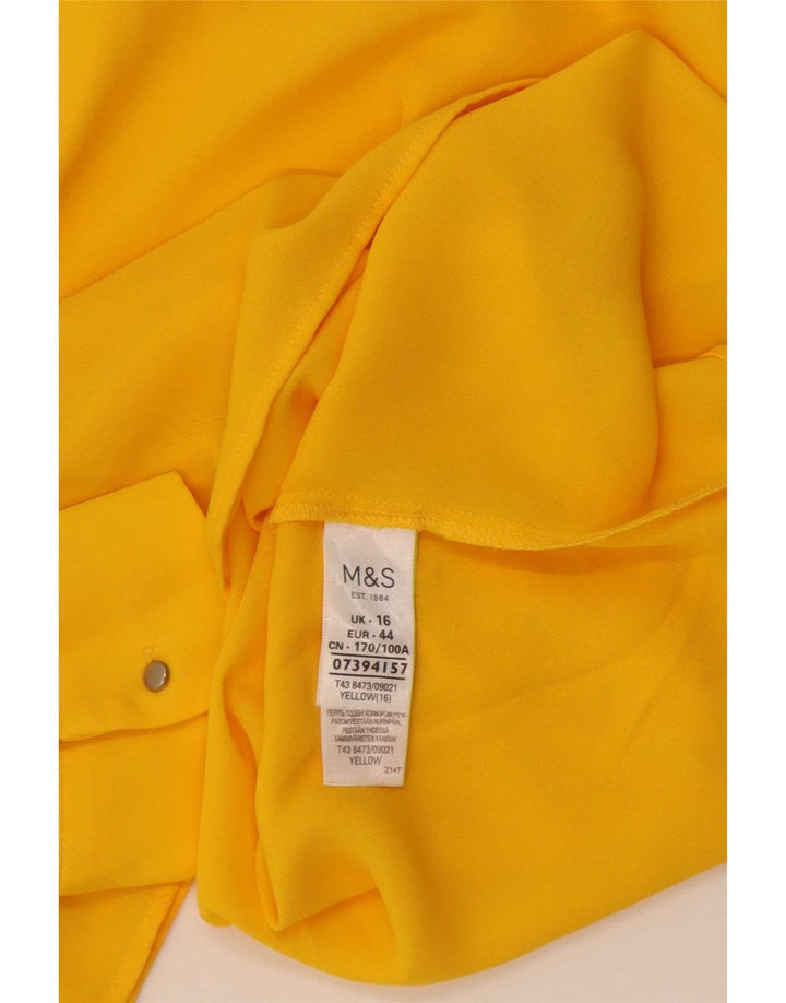 Marks & Spencer Womens Top Long Sleeve UK 16 Large Yellow Polyester
