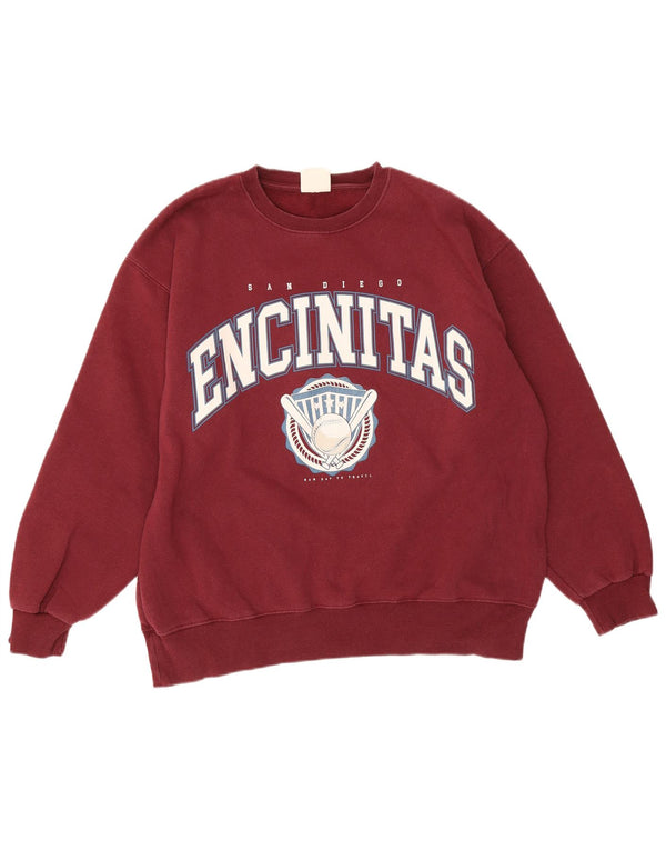 Pull & Bear Womens Graphic Oversized Sweatshirt Jumper UK 16 Large Maroon