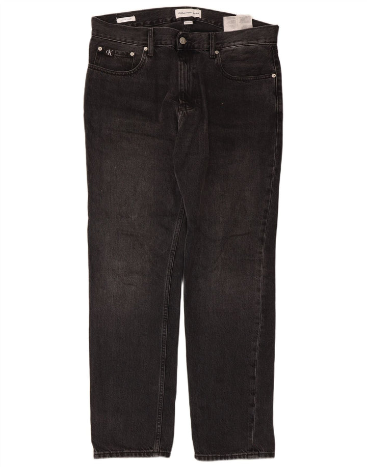 Calvin Klein Mens Straight Jeans W32 L30 Black Cotton