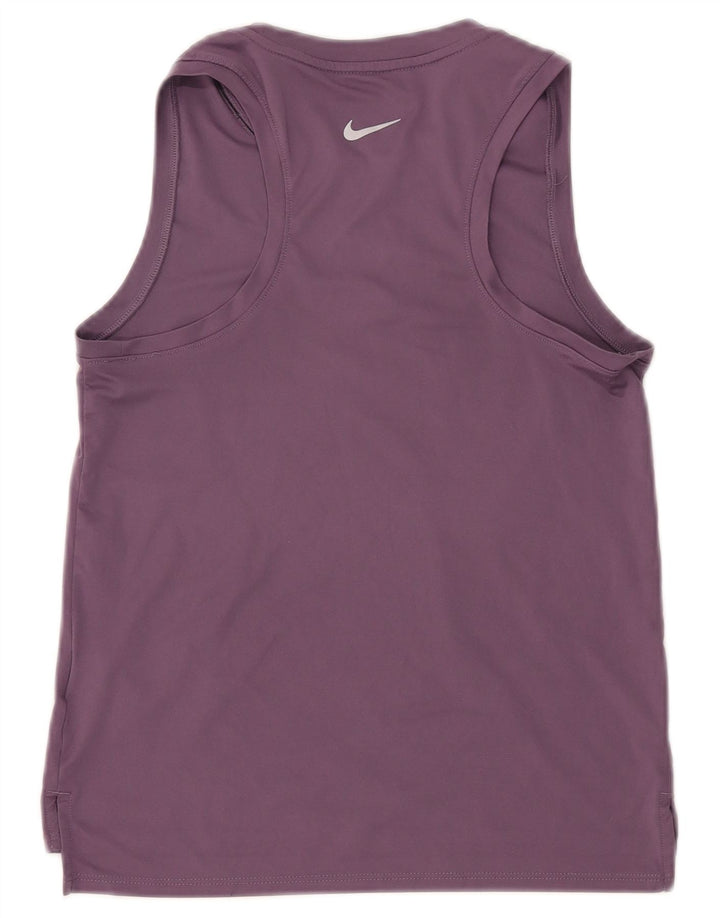 NIKE Womens Dri Fit Graphic Vest Top UK 6 XS Purple Polyester