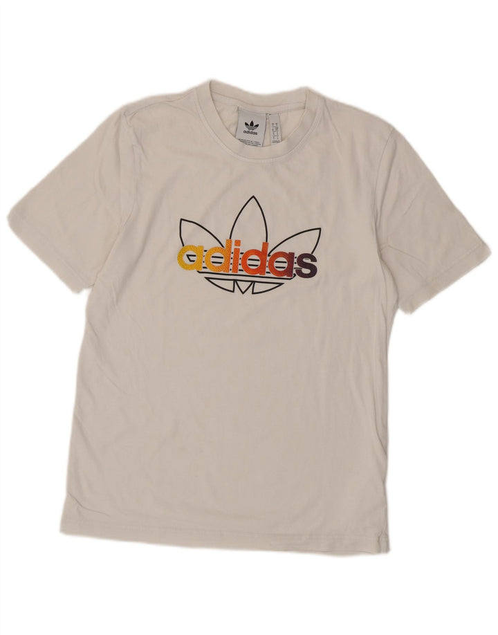 Adidas Mens Graphic T-Shirt Top Small White Cotton