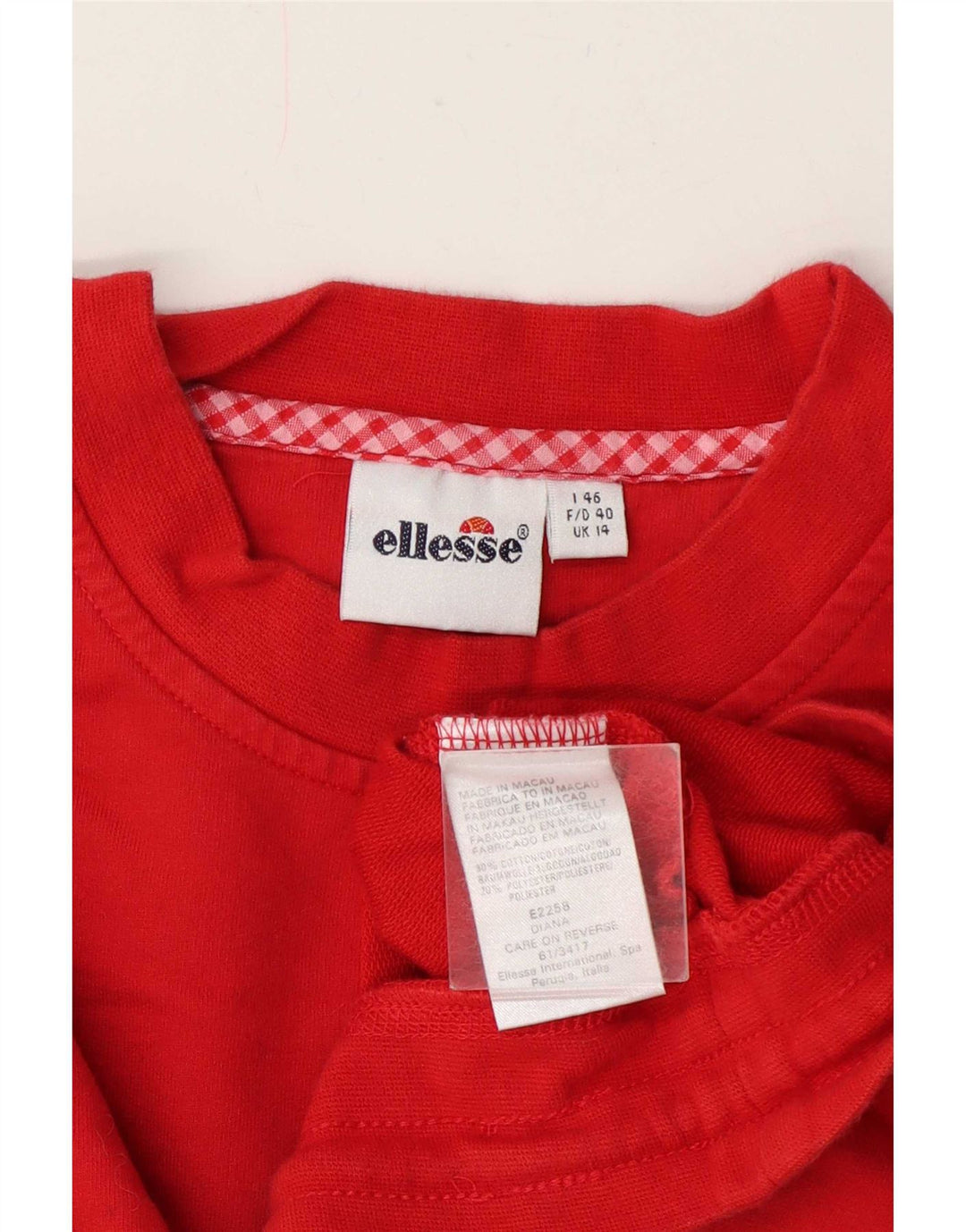 Ellesse Womens Crop Sweatshirt Jumper UK 14 Medium Red Cotton