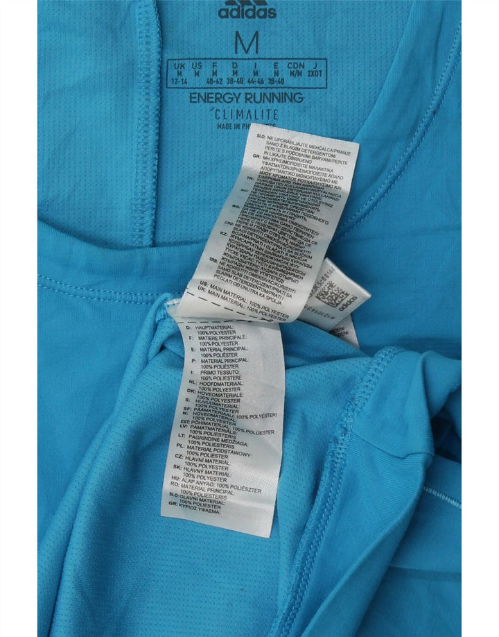 ADIDAS Womens Climalite Top Long Sleeve UK 12/14 Medium Blue Colourblock