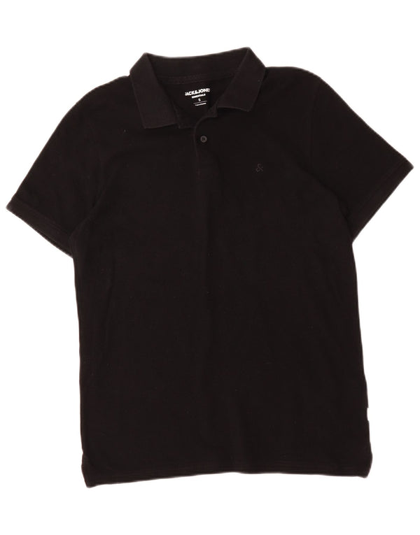 Jack & Jones Mens Polo Shirt Small Black Cotton