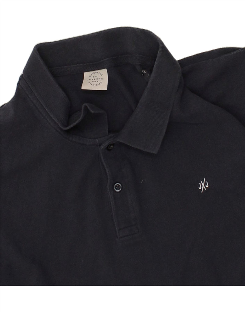 JACK & JONES Mens Polo Shirt 2XL Navy Blue Cotton | Vintage Jack & Jones | Thrift | Second-Hand Jack & Jones | Used Clothing | Messina Hembry 