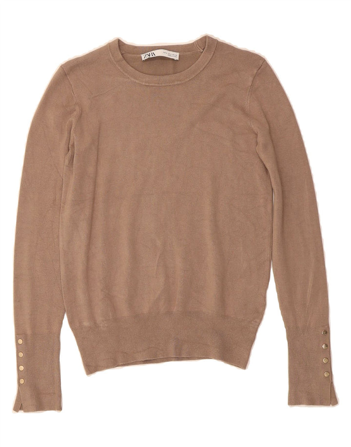 ZARA Womens Crew Neck Jumper Sweater UK 10 Small Grey Viscose Vintage Zara and Second-Hand Zara from Messina Hembry 