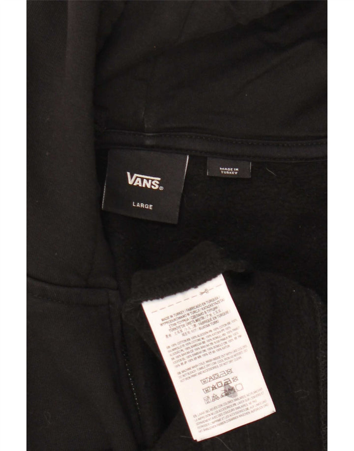 Vans Mens Graphic Zip Hoodie Sweater Large Black Cotton