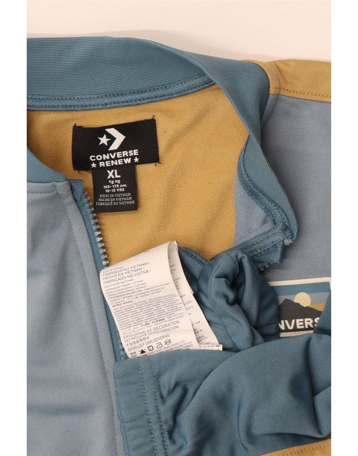 CONVERSE Boys Tracksuit Top Jacket 13-14 Years XL Blue Colourblock