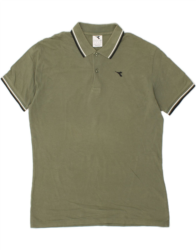 DIADORA Mens Polo Shirt XL Khaki Cotton Vintage Diadora and Second-Hand Diadora from Messina Hembry 