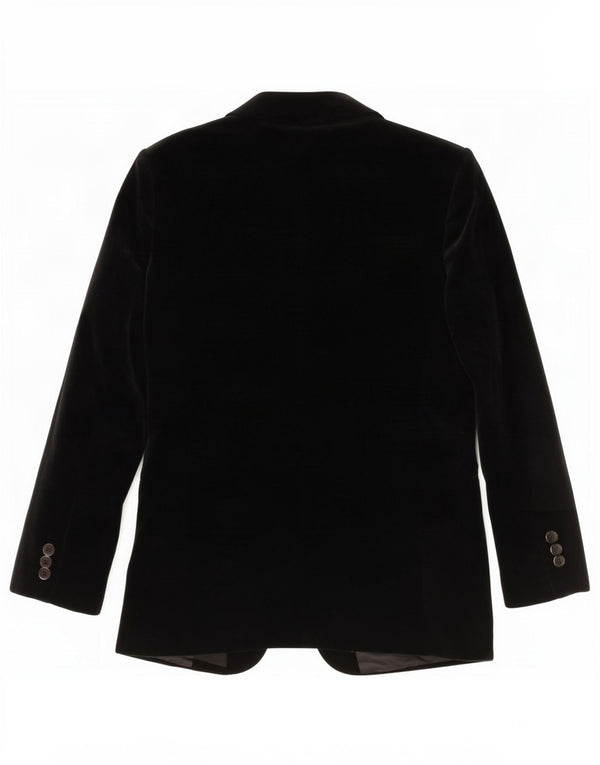 Vintage Womens 3 Button Velvet Blazer Jacket UK 14 Medium Black
