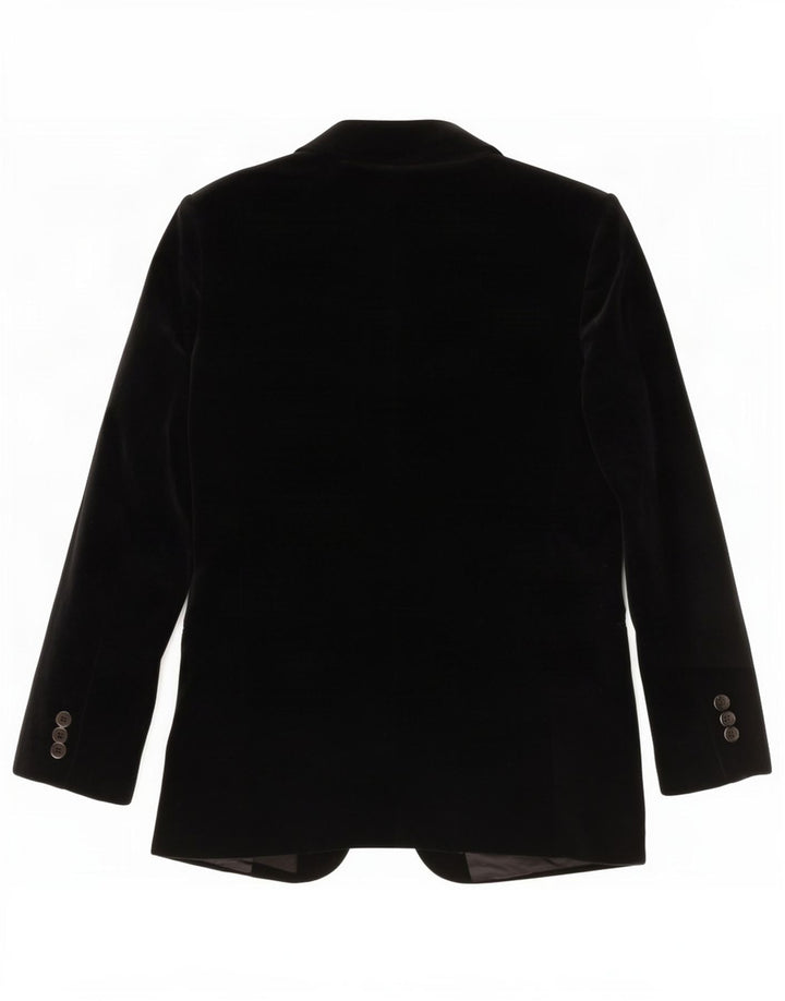 Vintage Womens 3 Button Velvet Blazer Jacket UK 14 Medium Black