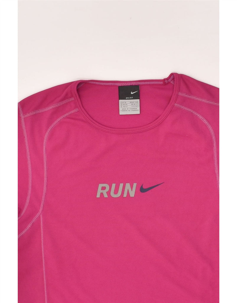 NIKE Womens Dri Fit Graphic T-Shirt Top UK 10/12 Small Pink | Vintage Nike | Thrift | Second-Hand Nike | Used Clothing | Messina Hembry 