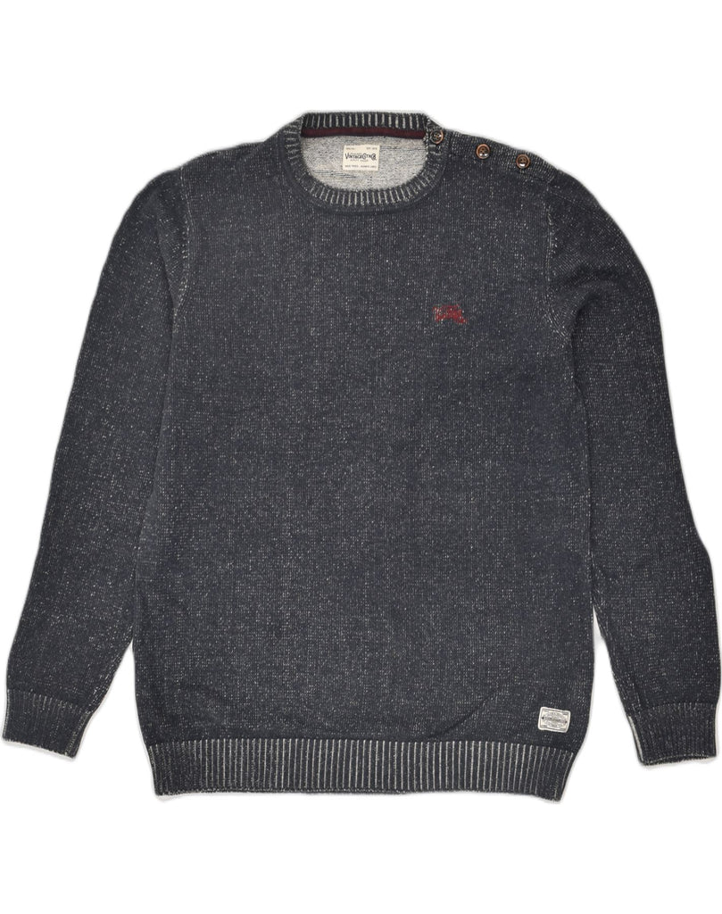 JACK & JONES Mens Crew Neck Jumper Sweater Large Navy Blue Flecked Cotton | Vintage Jack & Jones | Thrift | Second-Hand Jack & Jones | Used Clothing | Messina Hembry 