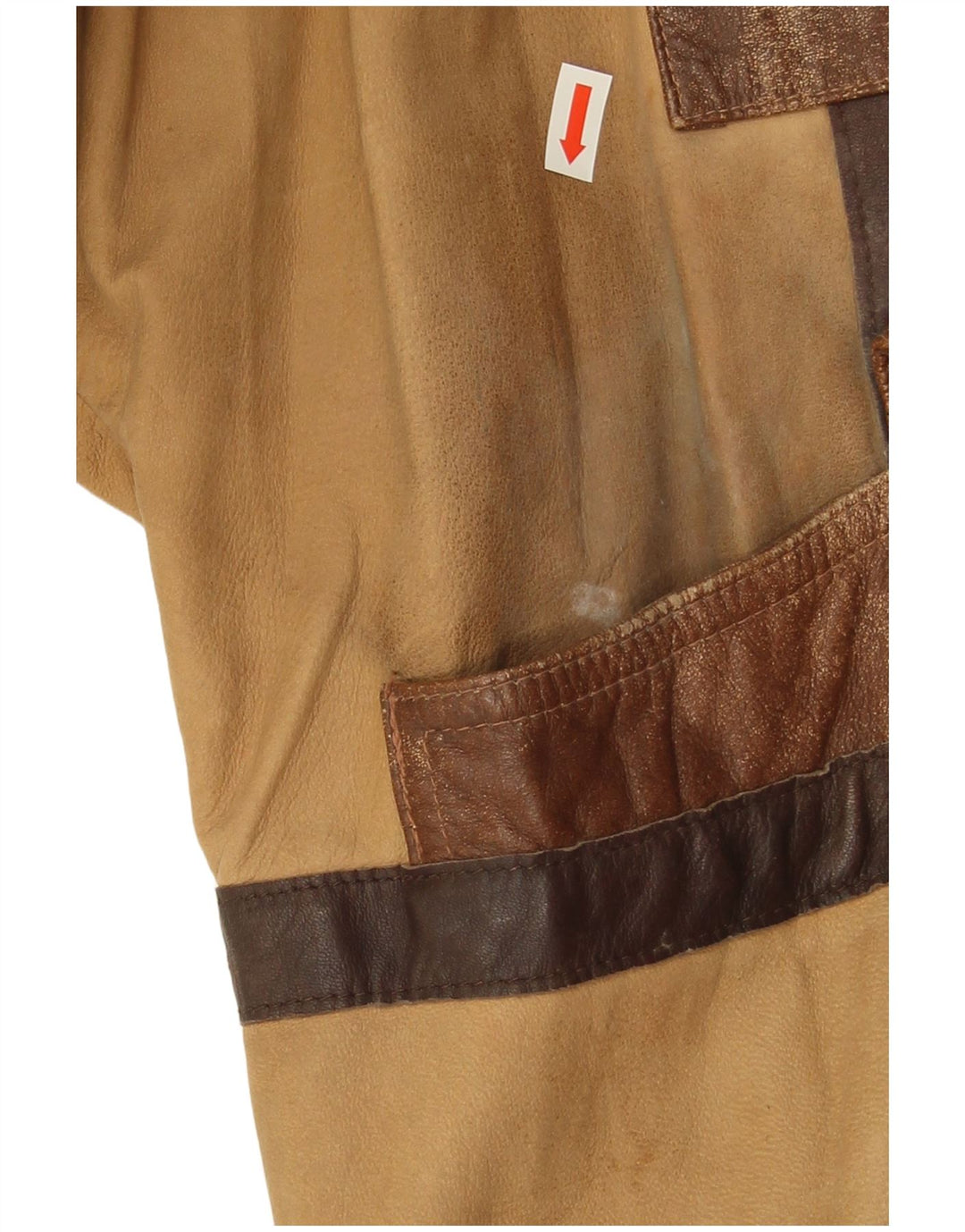 Vintage Mens Leather Jacket UK 44 2XL Brown Patchwork