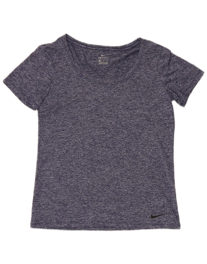 Nike Womens Dri Fit T-Shirt Top UK 10 Small Navy Blue Flecked Polyester