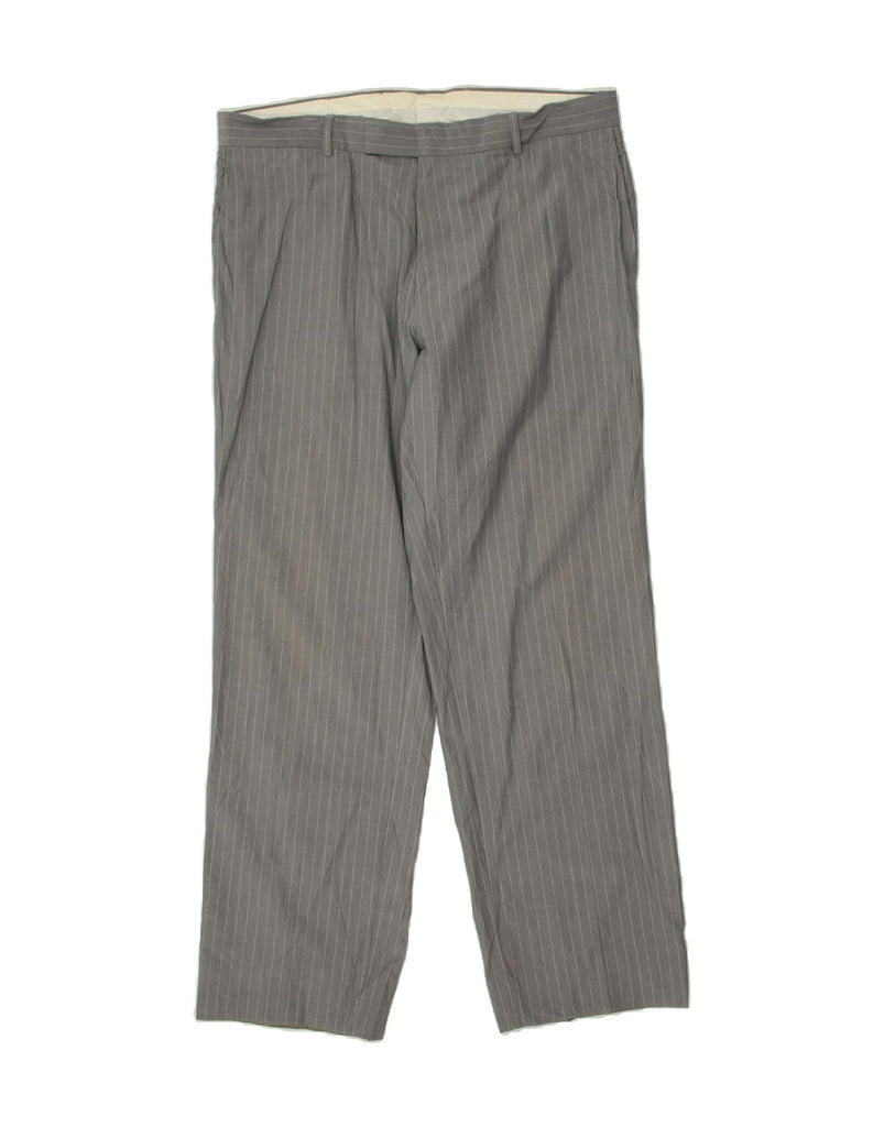 HUGO BOSS Mens Straight Suit Trousers W36 L31  Grey Pinstripe Cotton | Vintage Hugo Boss | Thrift | Second-Hand Hugo Boss | Used Clothing | Messina Hembry 