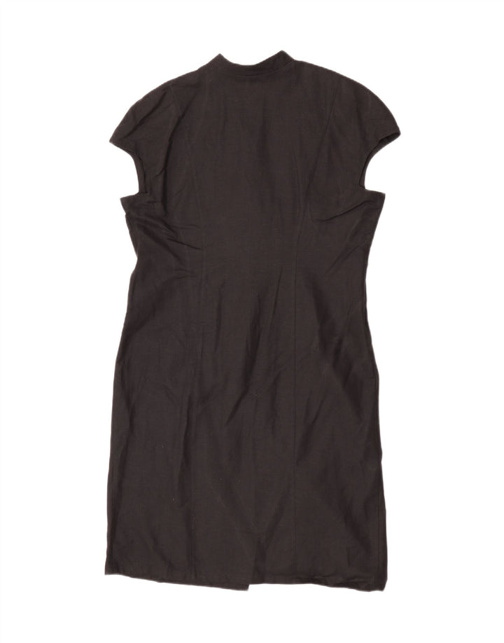 Vintage Womens Double Breasted Sheath Dress EU 42 Large Black