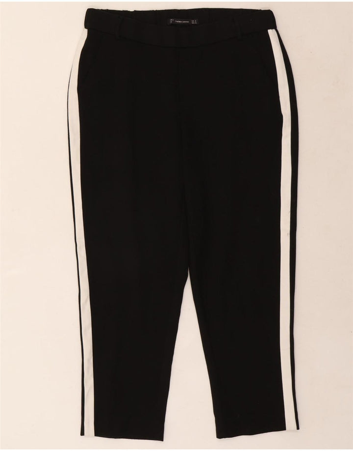 Zara Womens Trafaluc Cropped Trousers Medium W30 L24 Black Colourblock