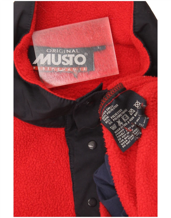 Musto Mens Button Neck Fleece Jumper Large Red Polyester