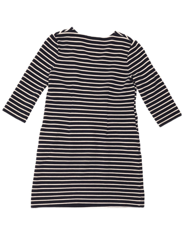 Boden Womens 3/4 Sleeve Shift Dress UK 14 Medium Navy Blue Striped Cotton