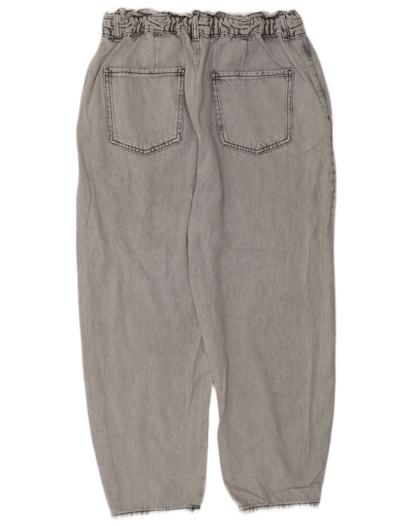 Zara Womens Loose Fit High Waist Cropped Jeans EU 44 XL W34 L25 Grey