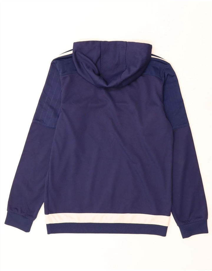 Adidas Mens Hoodie Jumper Small Navy Blue Colourblock Polyester