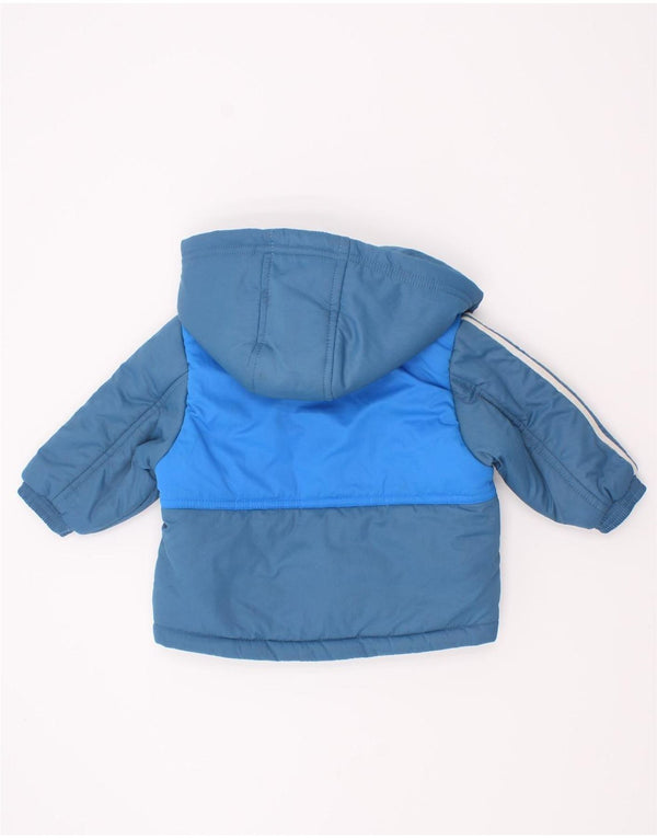 Adidas Baby Boys Graphic Hooded Padded Jacket 3-6 Months Blue Colourblock