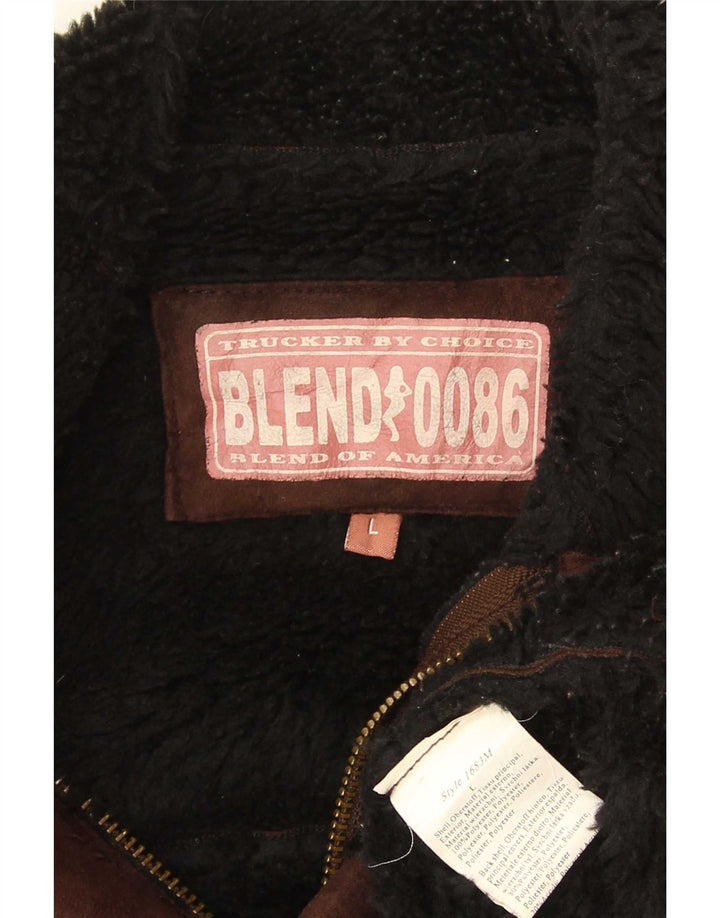 Blend Of America Mens Sherpa Jacket UK 40 Large Brown Polyester