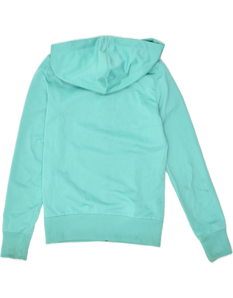 PUMA Womens Graphic Zip Hoodie Sweater UK 8 Small Turquoise Polyester | Vintage Puma | Thrift | Second-Hand Puma | Used Clothing | Messina Hembry 