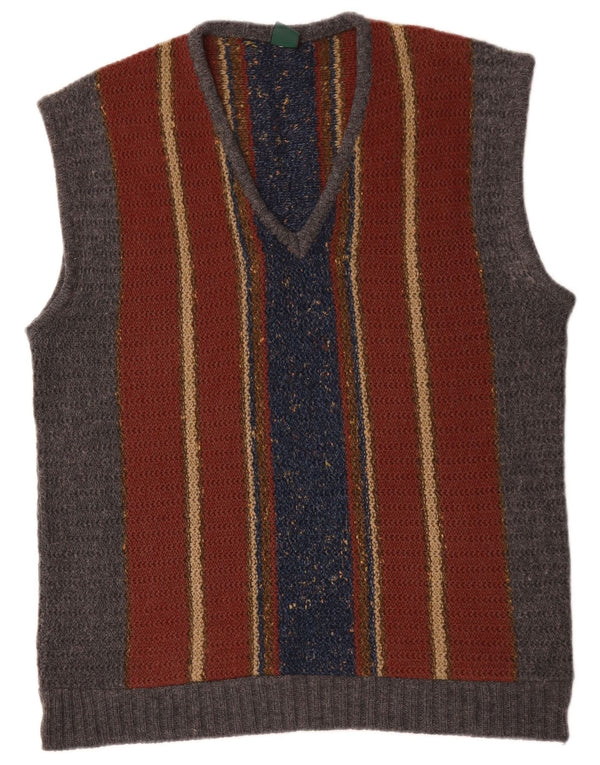 Vintage Mens Vest Tank Top IT 54 XL Multicoloured Striped