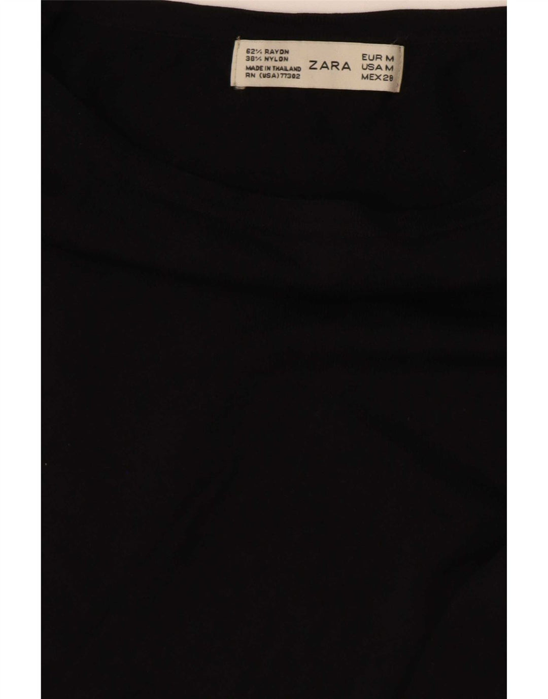 Zara Womens Crop Top Long Sleeve UK 12 Medium Black Rayon