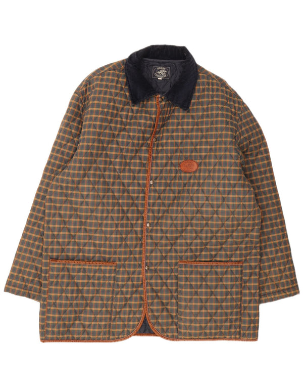 Derby Saddlery Mens Quilted Jacket UK 42 XL Multicoloured Check Polyester