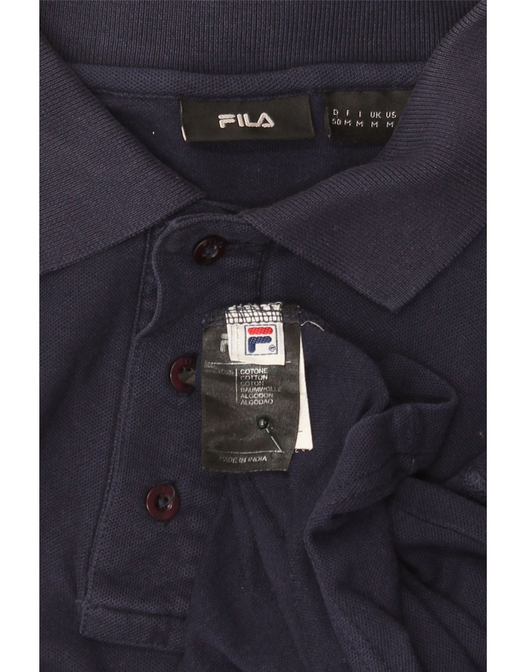 Fila Mens Polo Shirt Medium Navy Blue Cotton
