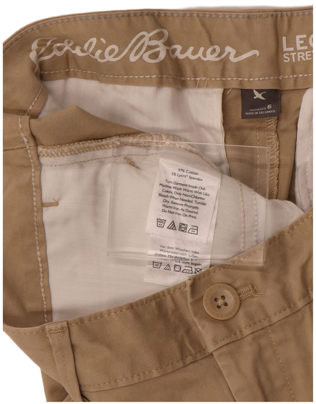 EDDIE BAUER Womens Curvy Casual Trousers US 6 Medium W30 L30 Beige