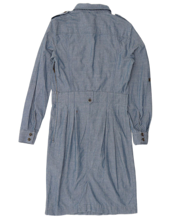 BLAUER Womens Military Pullover Shirt Dress UK 10 Small Blue Cotton