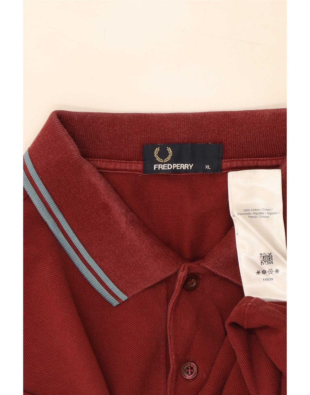 Fred Perry Mens Polo Shirt XL Maroon Cotton