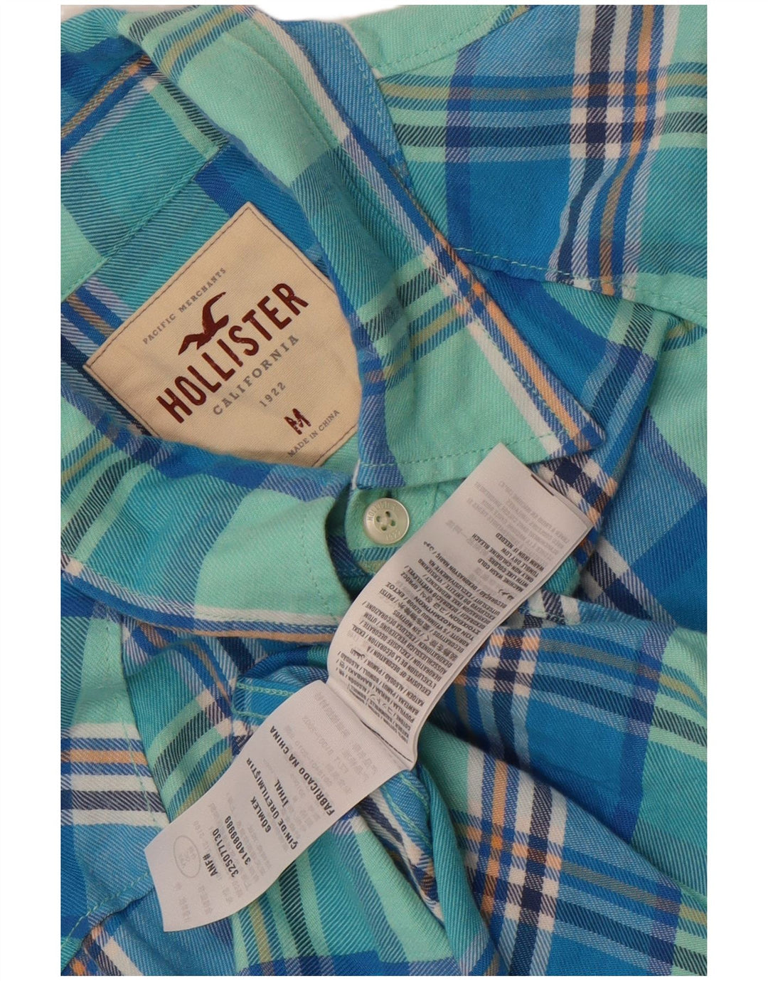Hollister Mens Flannel Shirt Medium Blue Check Cotton