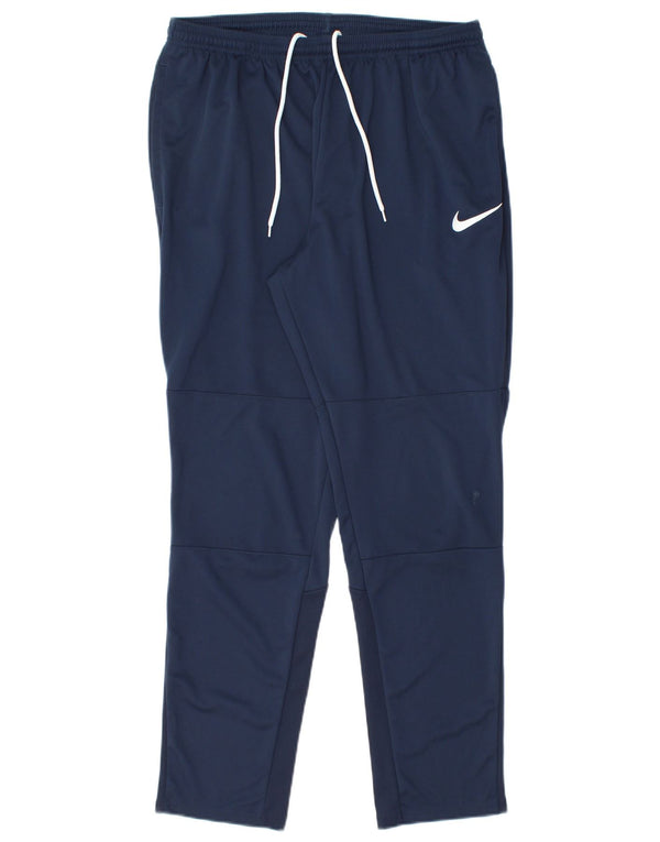 Nike Mens Dri Fit Tracksuit Trousers Large Navy Blue Polyester
