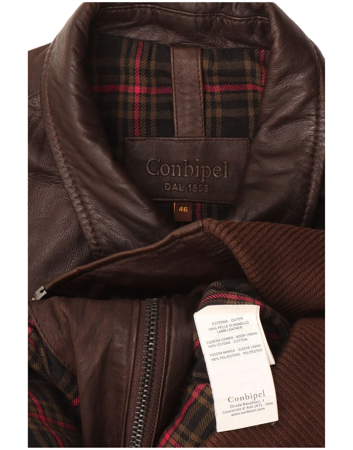Conbipel Mens Leather Jacket IT 46 Small Brown Leather
