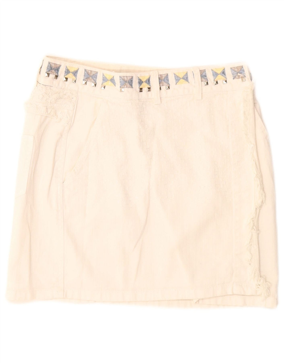 Desigual Womens Mini Denim Skirt W26 Small White Cotton